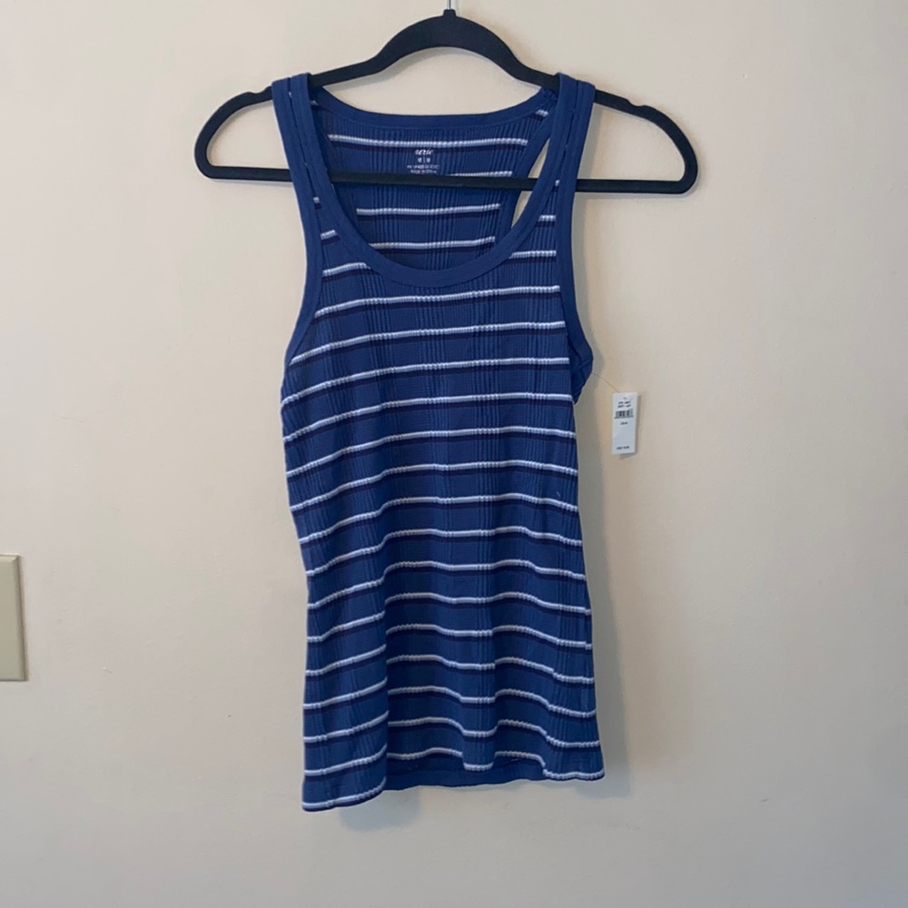 SPRING SUMMER NWT Aerie Blue & White Striped Ribbed Tank size M